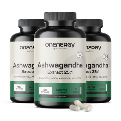 3x Ashwaganda 500 mg – kivonat 25:1, összesen 540 kapszula