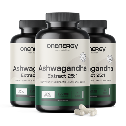 3x Ashwagandha 500 mg – kivonat 25:1, összesen 720 kapszula