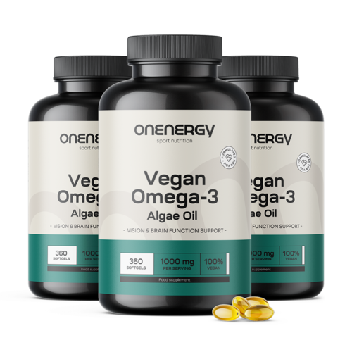 3x Vegán omega-3 algákból 1000 mg, 360 lágy kapszula