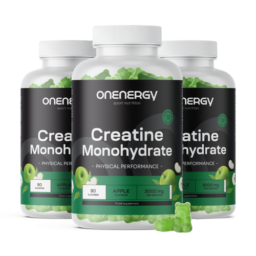 3x Kreatin-monohidrát 3000 mg – alma, összesen 270 gumicukor