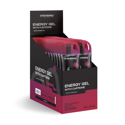Energiazselé koffeinnel – bogyós gyümölcs, 24 x 31 ml